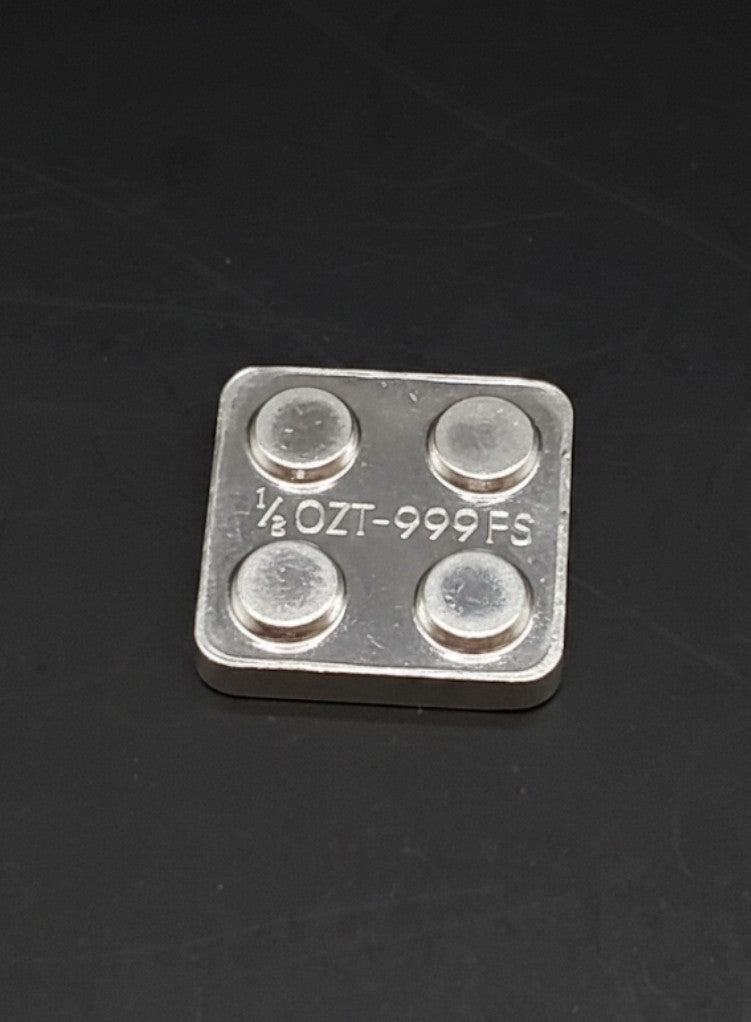 1/8 oz .999 Fine Silver Stackable Bar Building Block Style Bullion + Gold Flakes