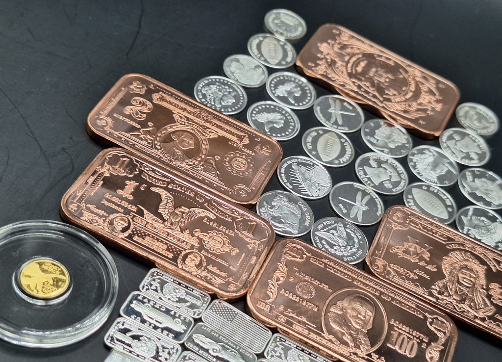 Gold Silver Copper Bullion Lot .999 Fine Bars Rounds Mixed Set Stacker