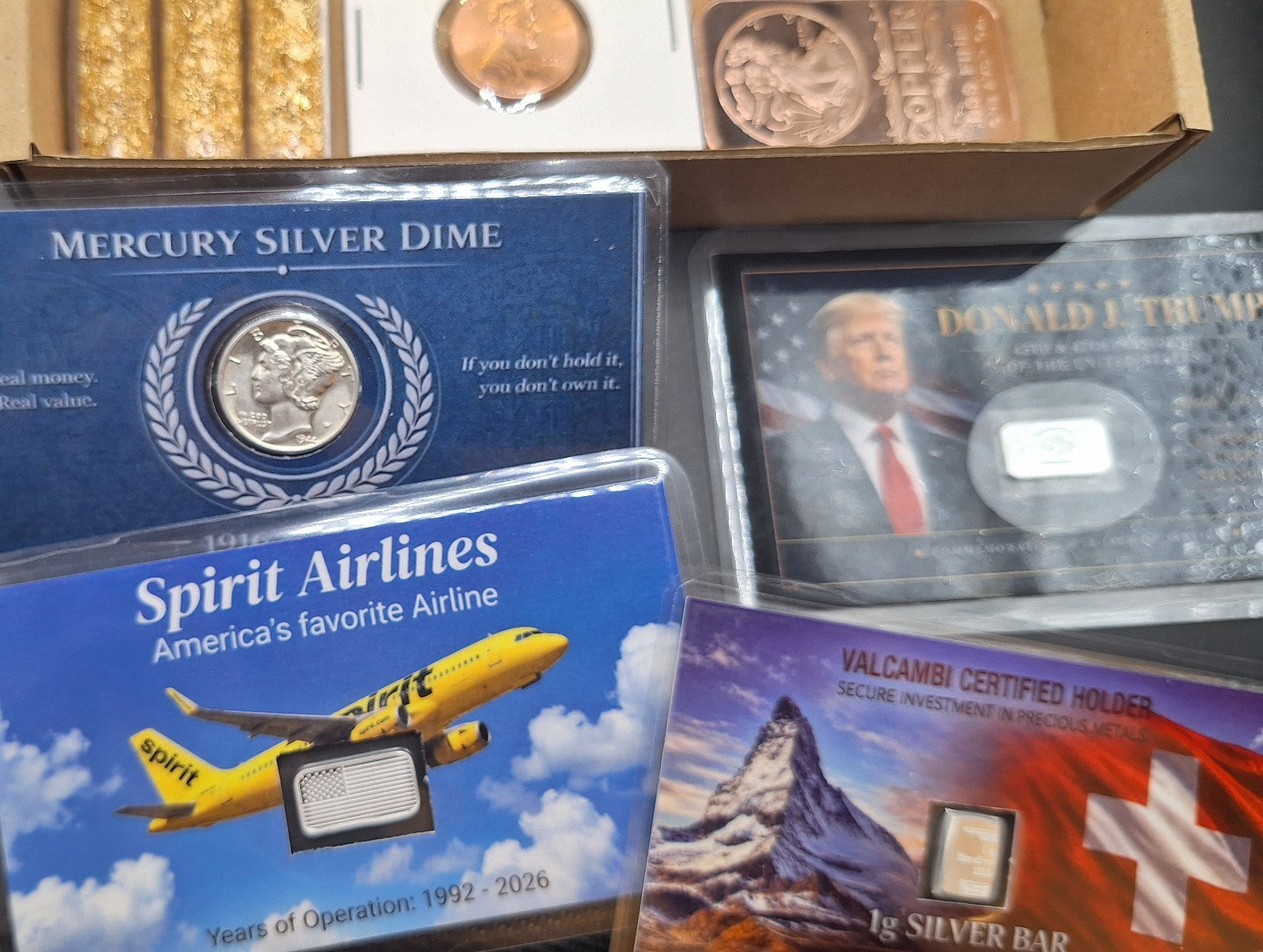 DELUXE ESTATE SALE LOT Goldbacks Silver Bars Copper Gold Flakes US Coins Trump