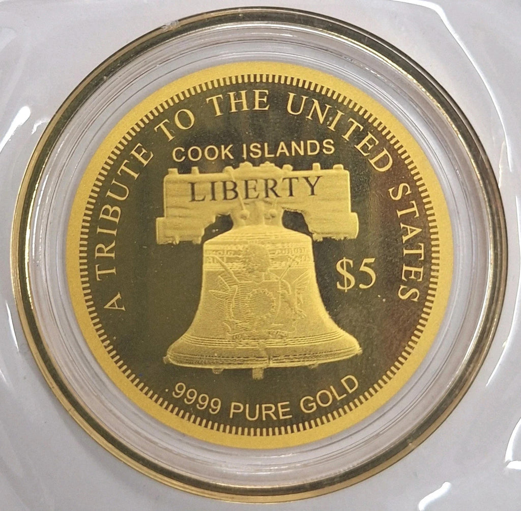 2026 Cook Islands Statue of Liberty $5 Gold Coin 100mg .9999 Display Case