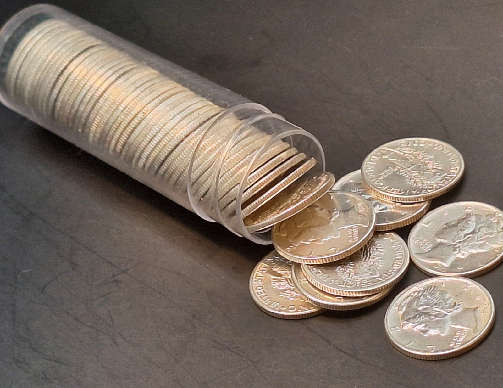 Tube of 50 Mercury Dimes BU Brilliant Uncirculated 90% Silver 10C PDS Free Ship