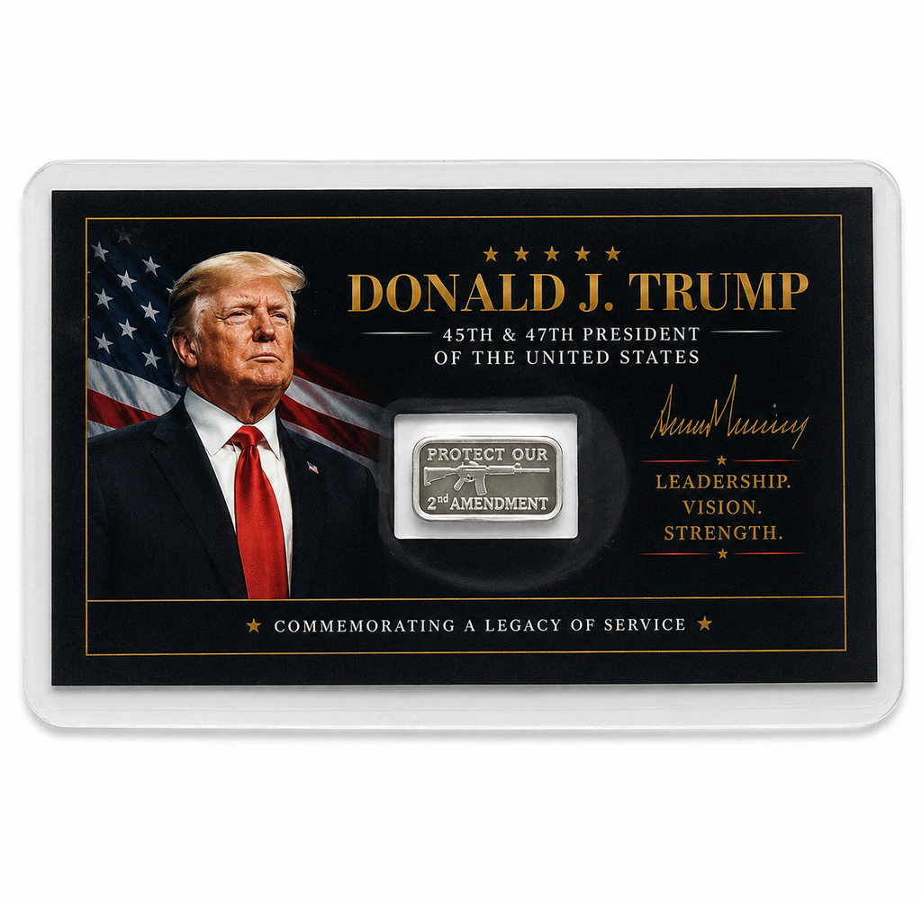 3x Donald Trump Tribute Card Protect Our 2nd Amendment 1 Gram .999 Silver Bar FS