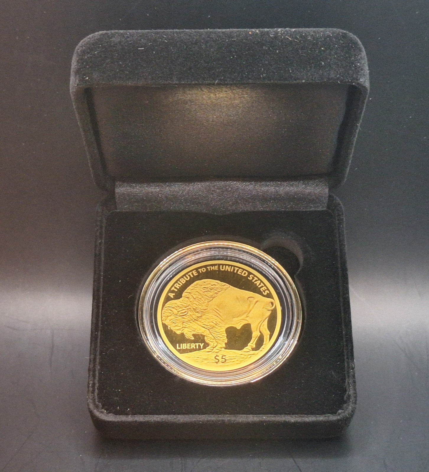 2026 Cook Islands $5 Buffalo Gold Coin 100mg .9999 Fine Gold in Display Case