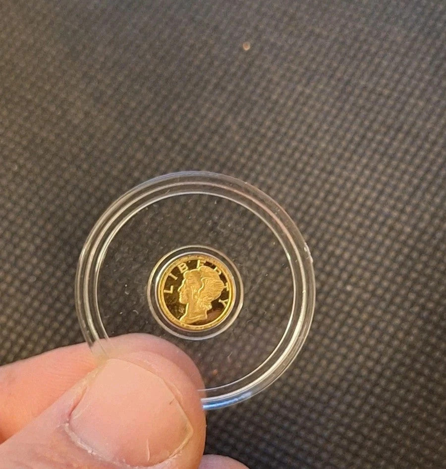 Lot of 10 - 1/100 oz .9999 Fine Gold Mercury Design Fractional Rounds