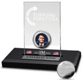 Colorized Charlie Kirk 1oz .999 Silver Round in Display Stand • Collectible Coin