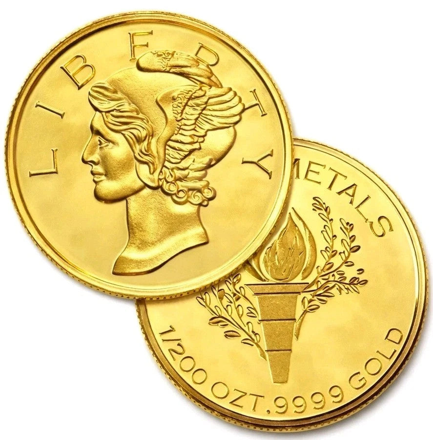 Tube of 20 Mercury Gold Dimes 1/200 oz .9999 Pure Gold Bullion Rounds Collector