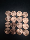 Lot 16 x 2025 Lincoln Pennies | 1/4 Roll Total. P & D Uncirculated Mint Cents BU
