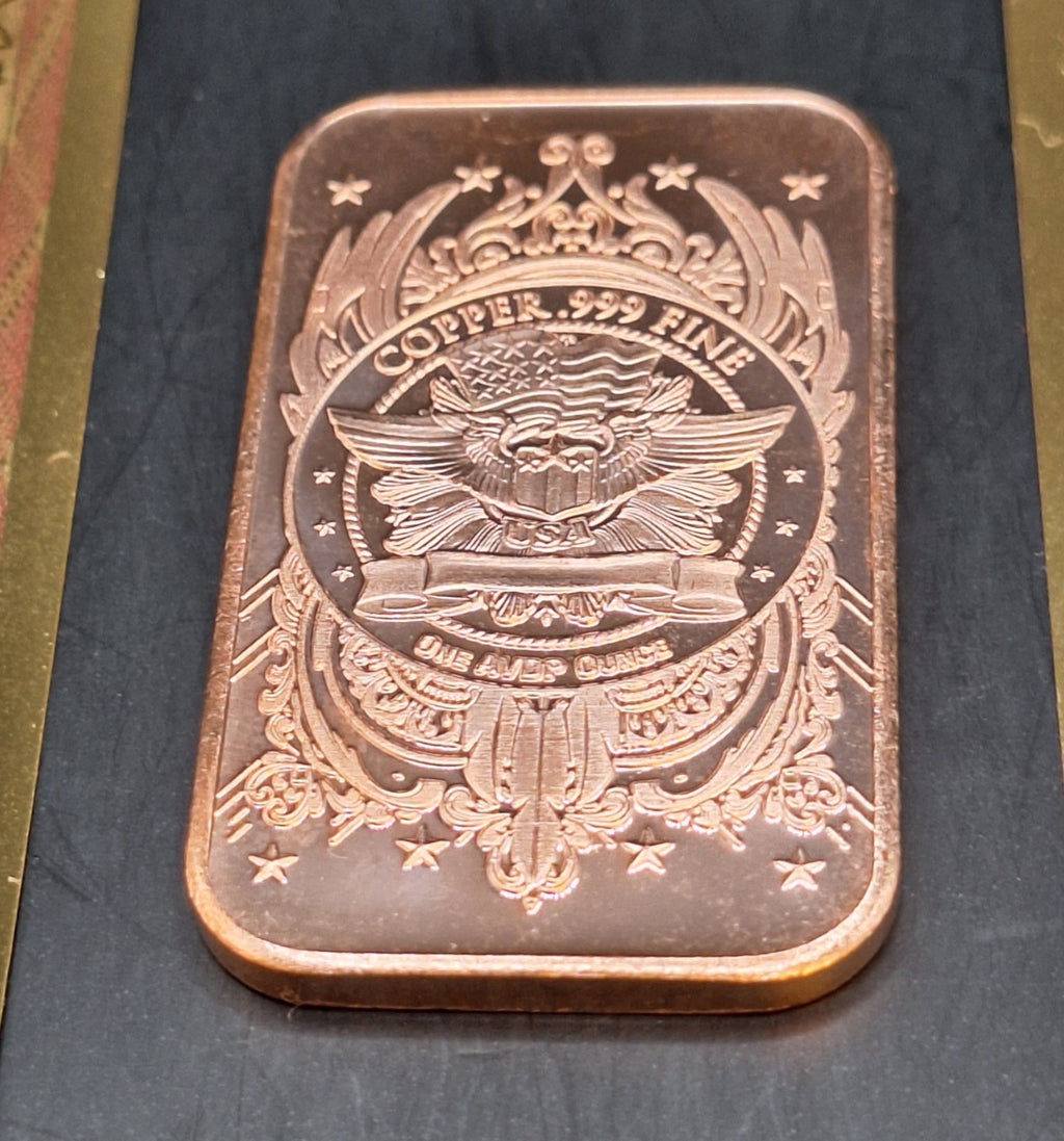 2 Idaho Goldback 1/4 Gold Notes & 1 Oz Copper Bar Random Design Metal Set