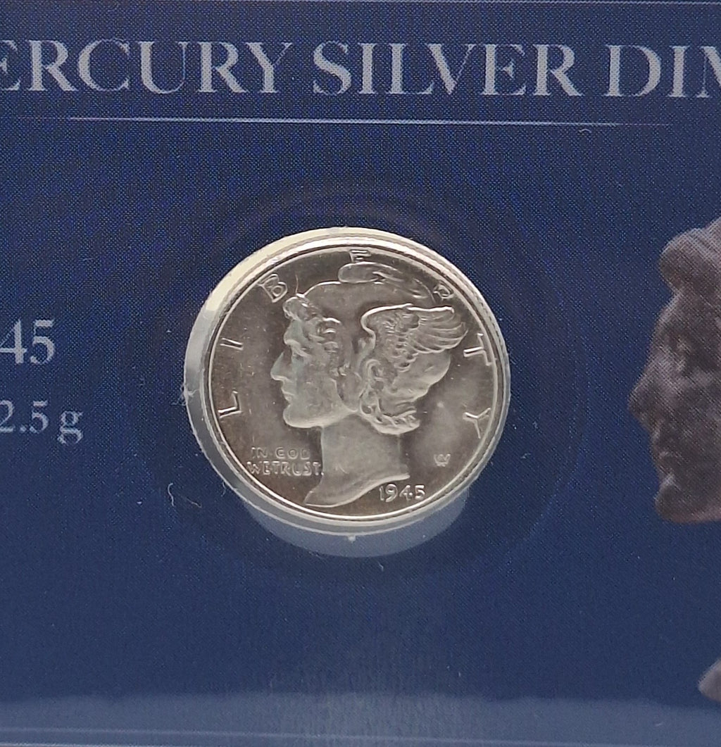 5x AU/BU Mercury Silver Dime 90% Silver Coin in Premium Collector Display Card