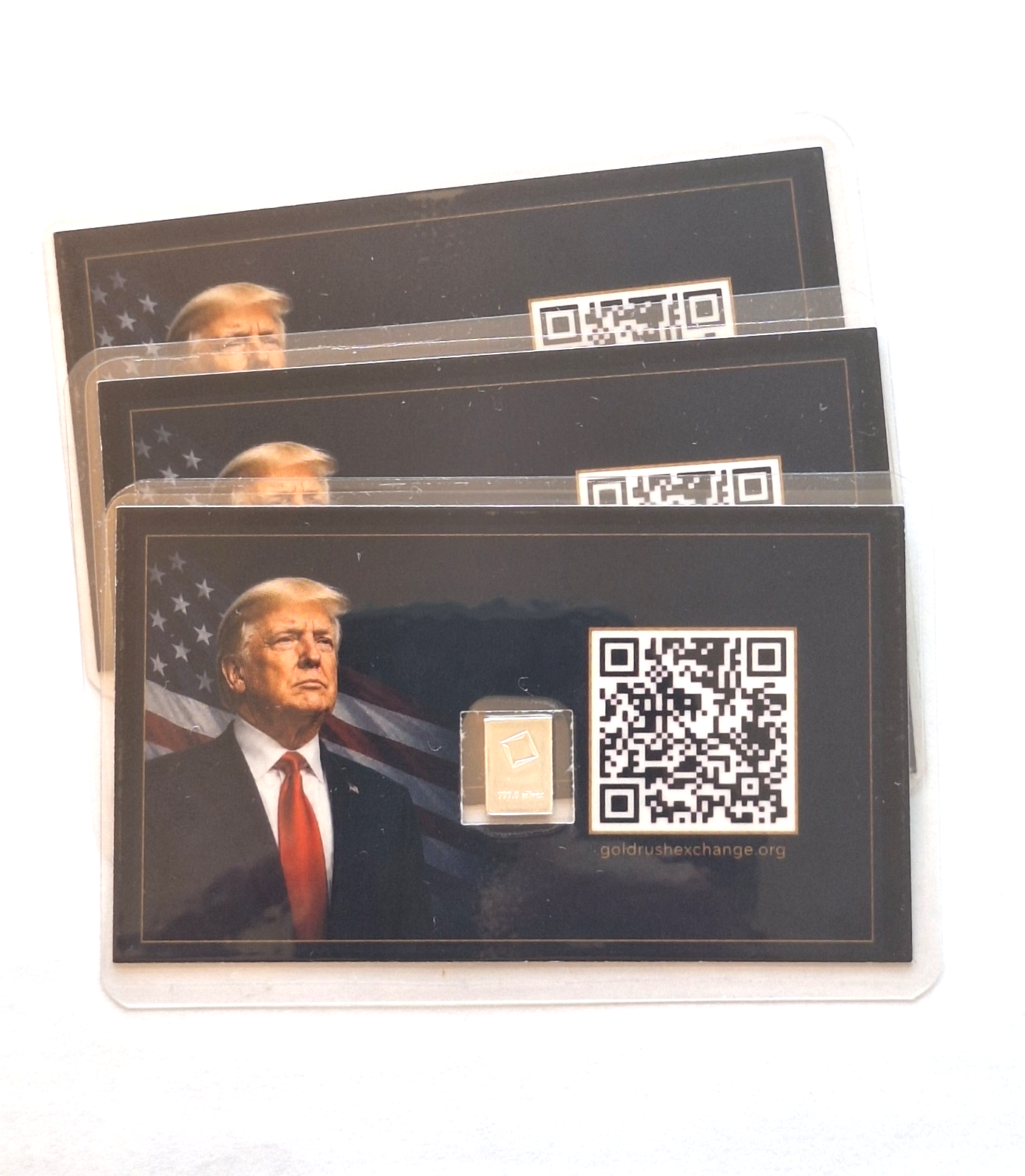 3x Donald Trump Tribute Card w/ Genuine 1g Valcambi Suisse .999 Fine Silver Bar