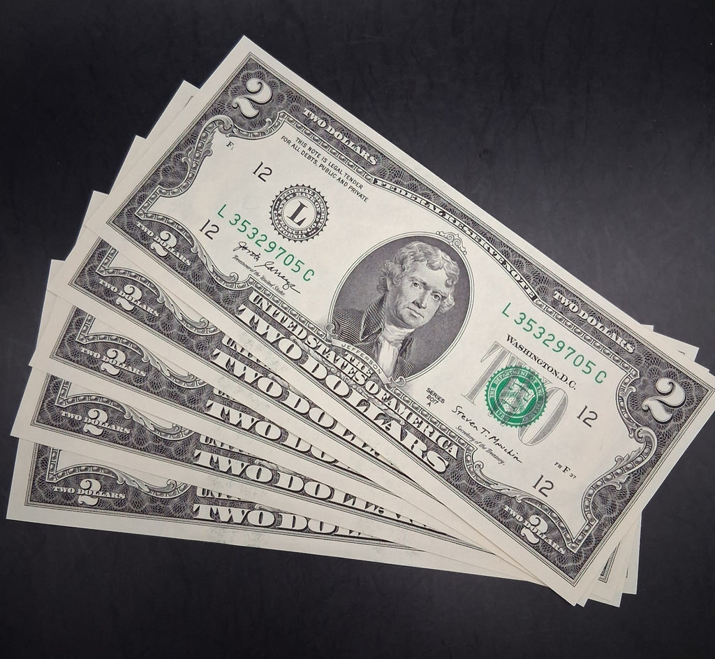 Lot 3 x $2 Bill Two Dollar Bill Uncirculated $6 Total Random Year Genuine Crisp