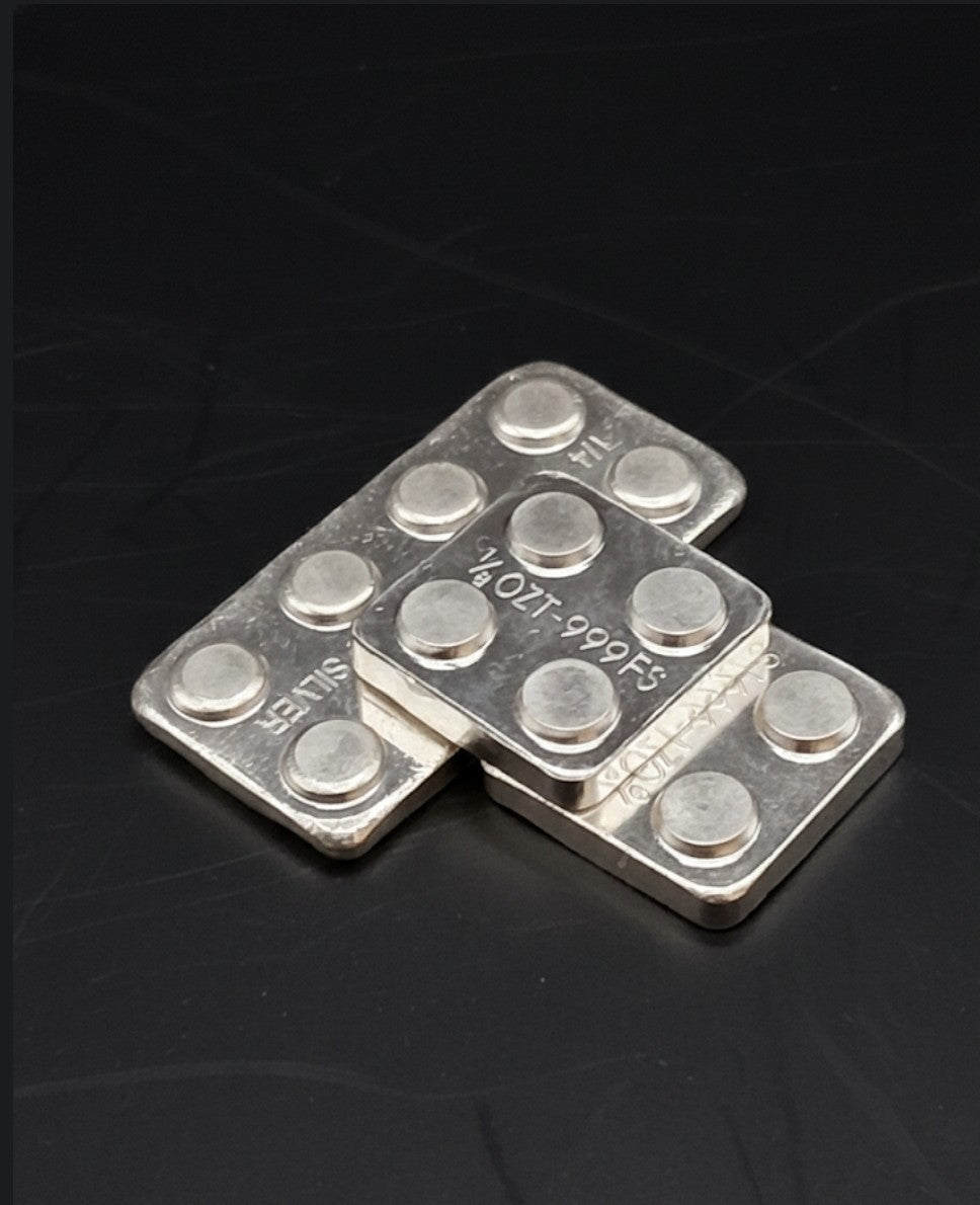 Silver Starter Lot: (2) 1/8 oz .999 Fine Silver Bricks - Stackable Bullion Bar