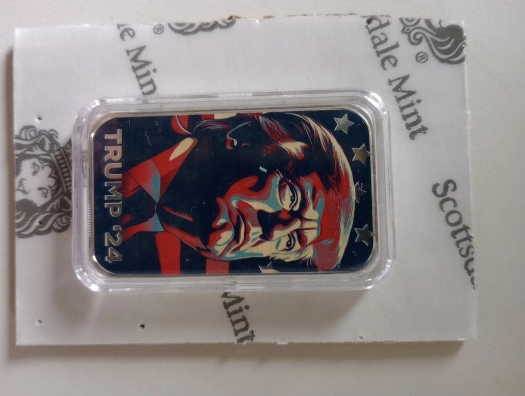 1 oz Colorized Pure Silver Coin Donald Trump  2024 Campaign Silver Bar (New)