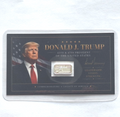 Donald Trump Tribute Card Protect Our 2nd Amendment 1 Gram .999 Silver Bar FS