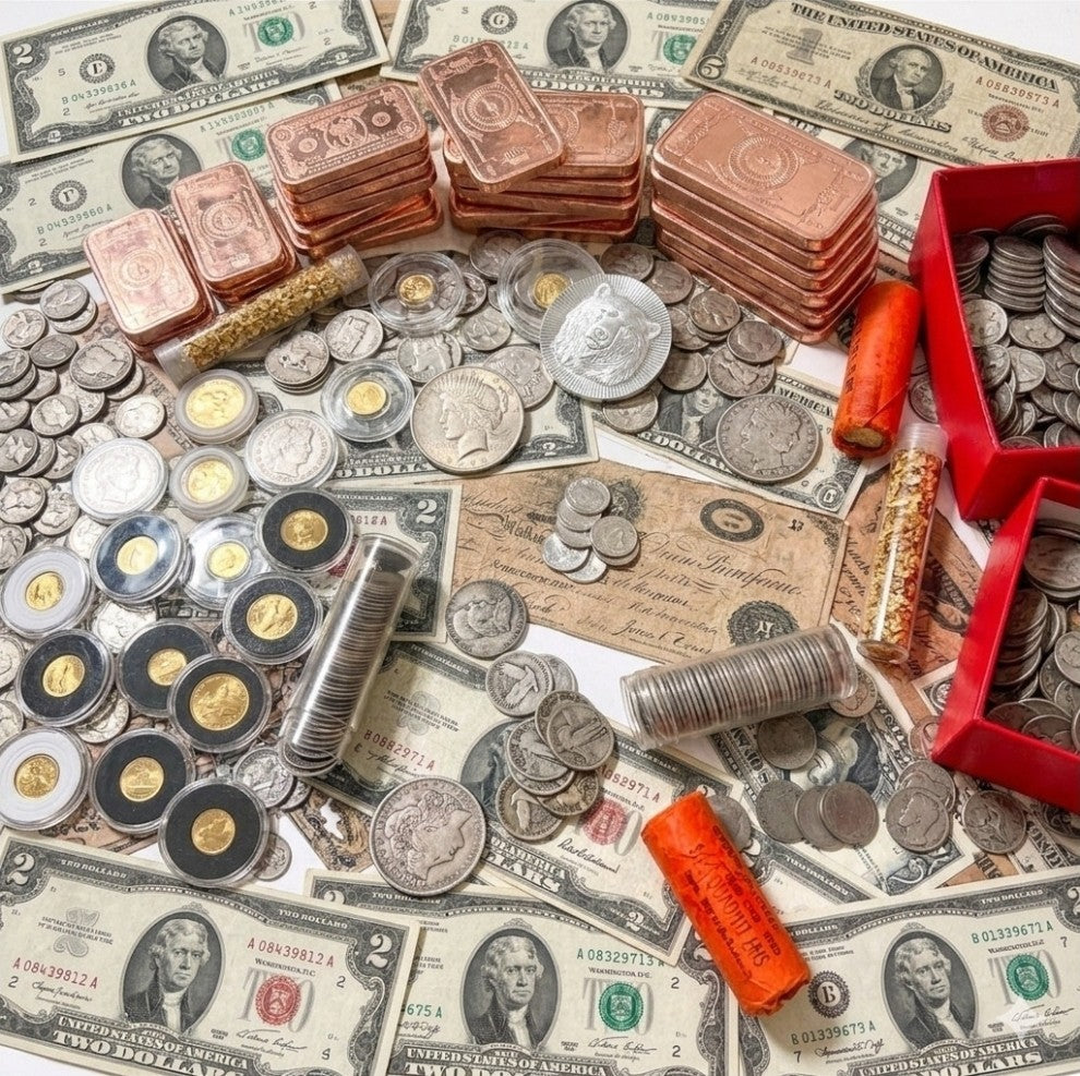 ESTATE SALE SILVER & GOLD LOT!  Coins, Bars, Rolls, Slabs & Bills!