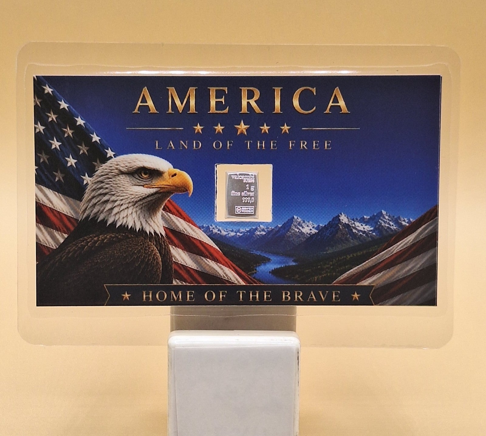 5 Card Set w/ 5x 1g Valcambi Suisse .999 Fine Silver Bars Patriotic Collection