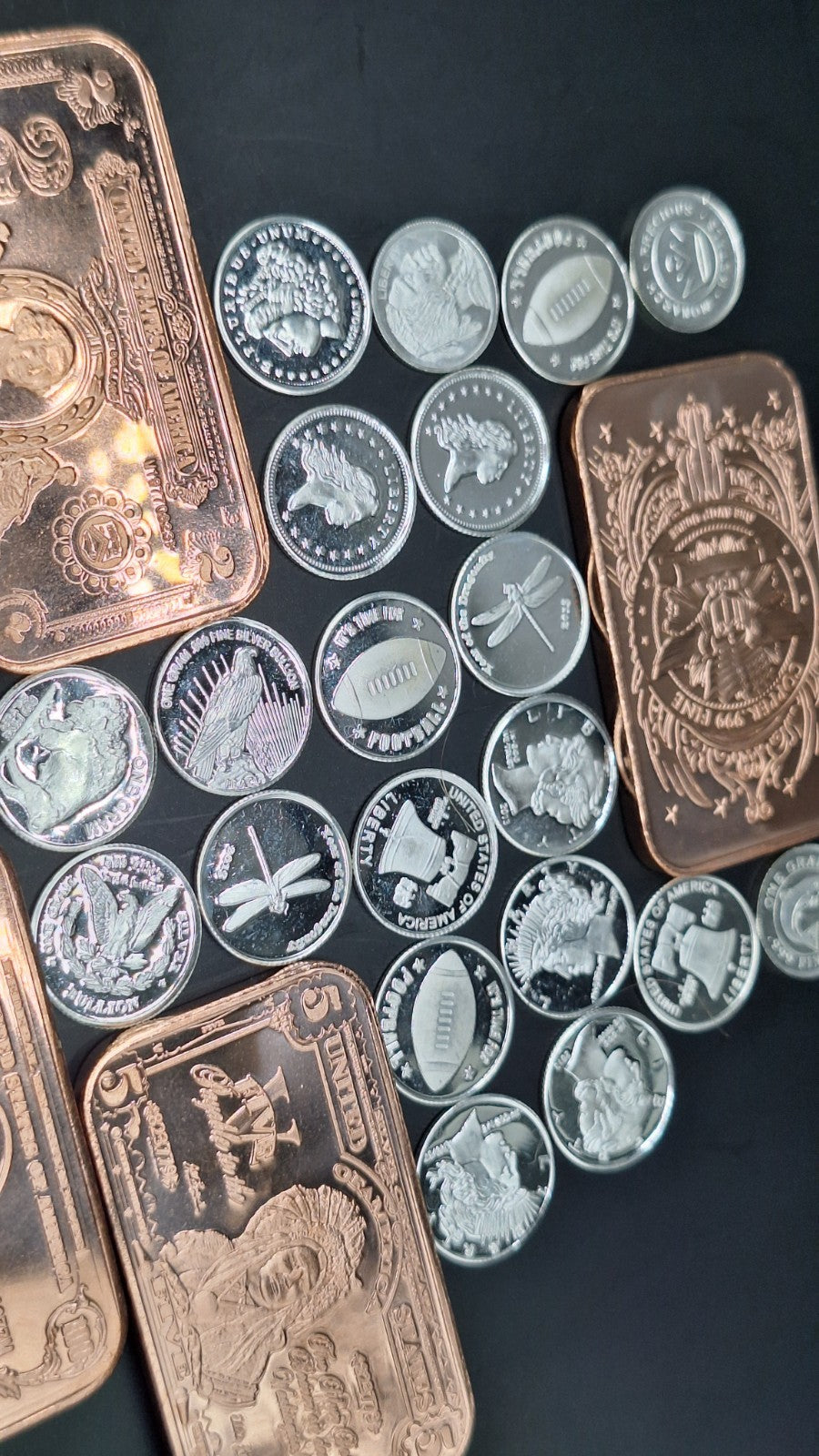 Silver & Copper Bullion Lot .999 Fine Bars Rounds Mixed Designs Set Stacker