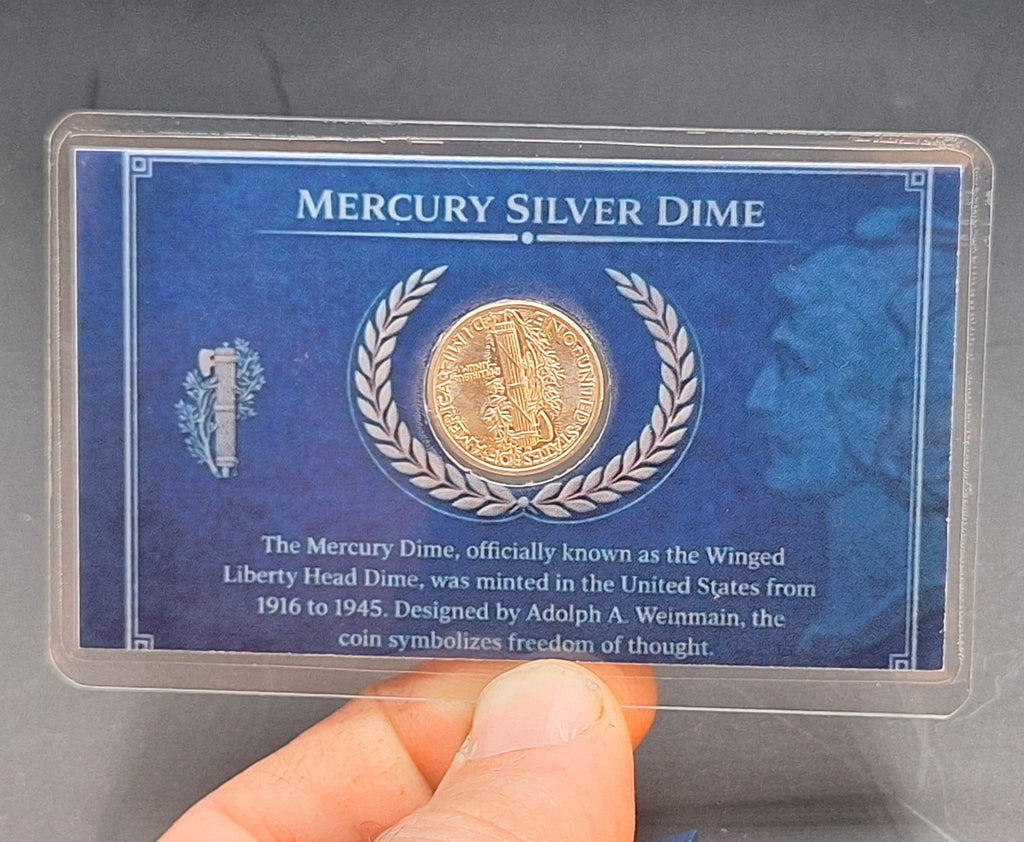 Mercury Dime Gem BU Uncirculated 90% Silver 10C in Laminated Display Card