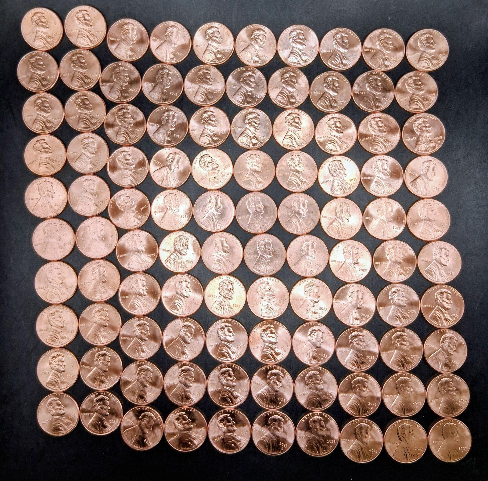 50 Mixed 2025 Lincoln Pennies | 1 Roll (25 P & 25 D) Uncirculated Mint Cents
