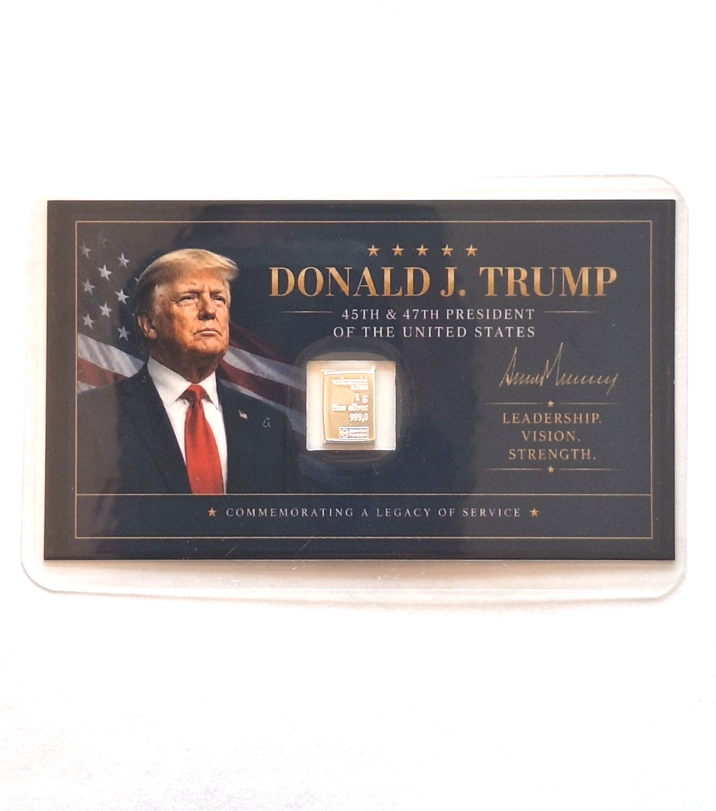 Donald Trump & Valcambi Suisse Tribute Card Set w/ 1g .999 Fine Silver Bars