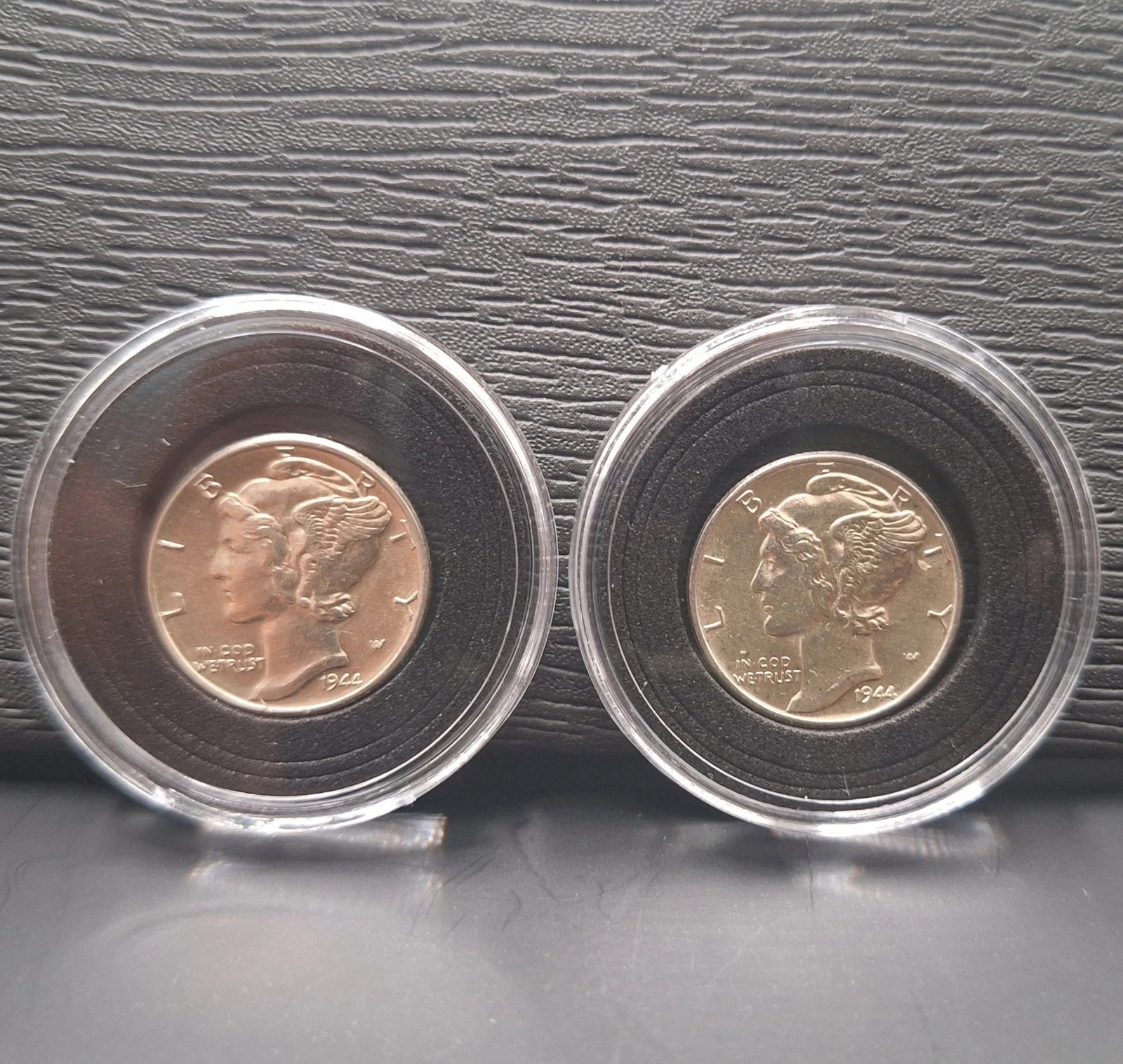 Set of 2 - MERCURY DIME GEM BU UNCIRCULATED 90% SILVER 10C PDS IN CASE HOLDER