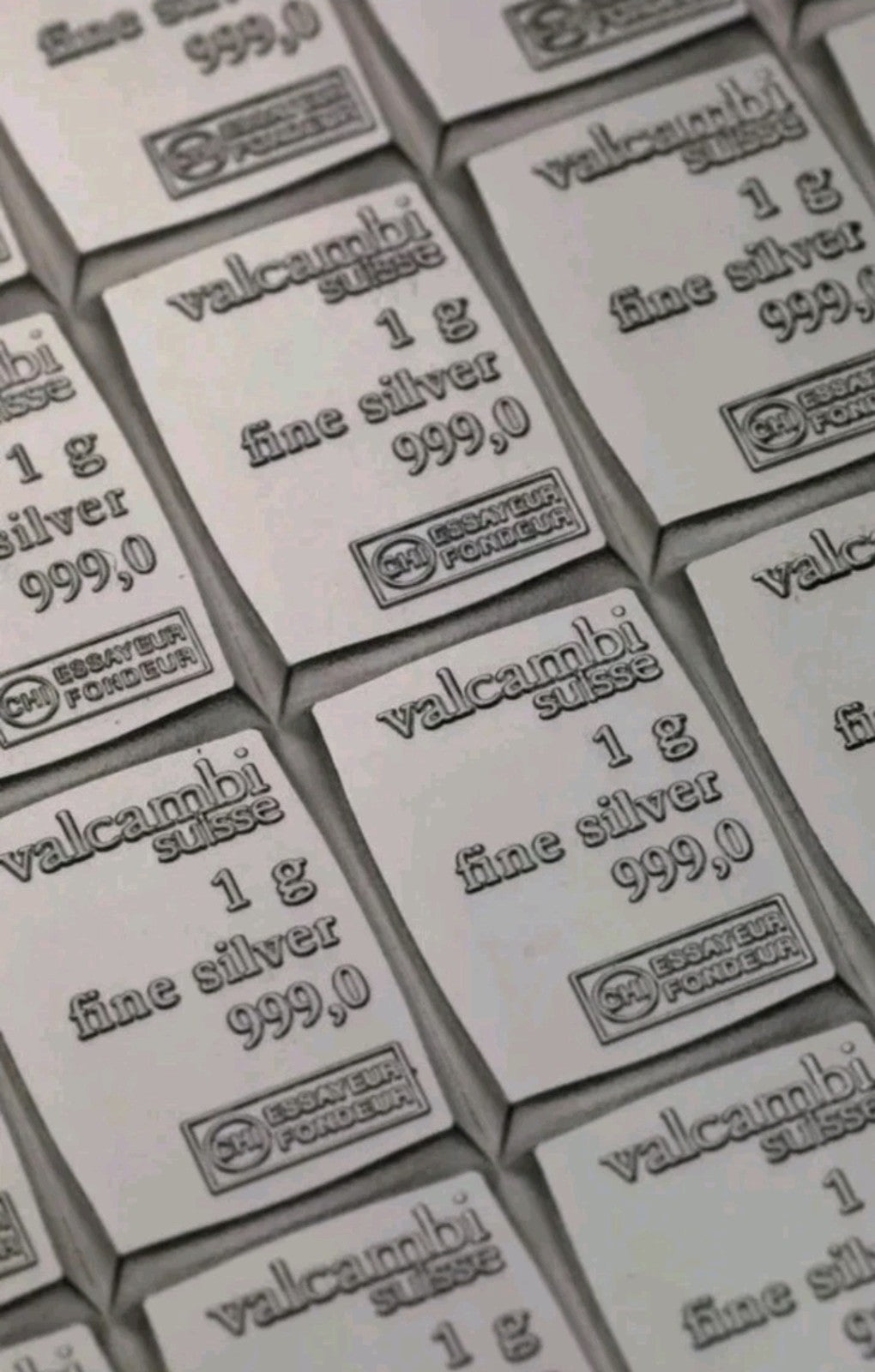🔥 Lot of 5 × 1 Gram Pure Silver Bullion Bars .999 Fine Valcambi 💎