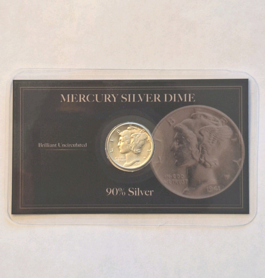 Classic Mercury Silver Dime Gem BU 90% Silver in Premium Black Display Card
