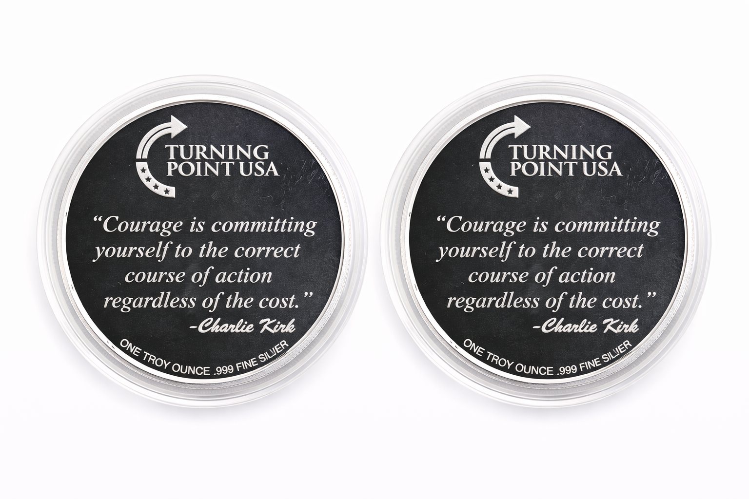 Set of 2 🇺🇸 Charlie Kirk Memorial 1 oz .999 Silver Coins w/ Display Case & COA