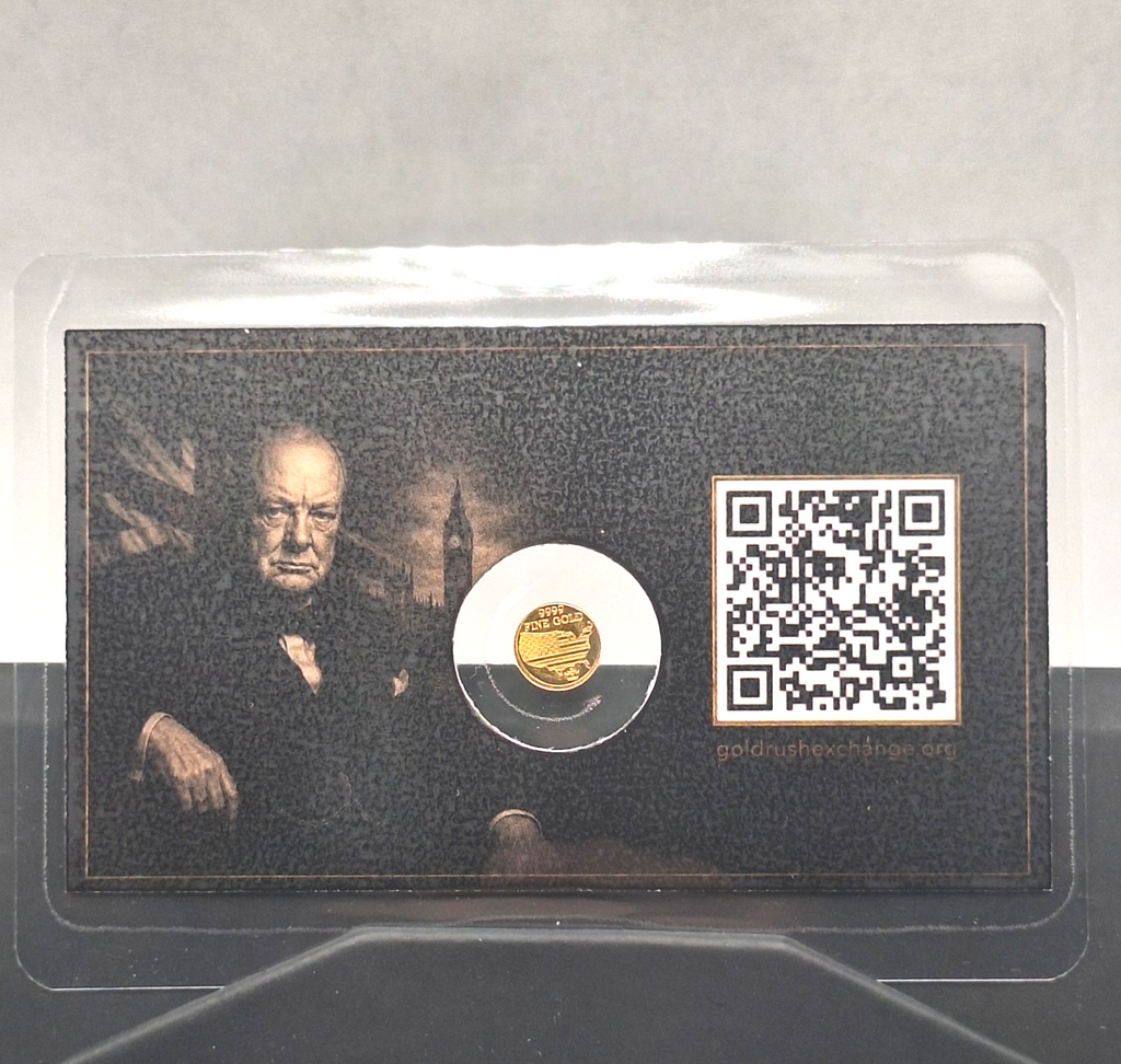 Winston Churchill Tribute Card w/ Genuine 1/500 oz .9999 Gold Eagle Round