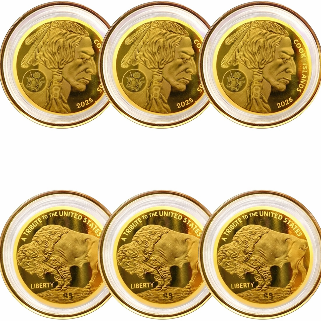 🔥 Set of 3 | 2025 Cook Islands $5 Buffalo Gold Coins 🦬 .9999 Fine 200mg
