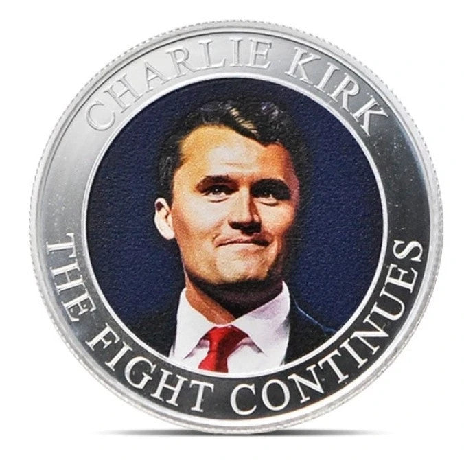 Colorized Charlie Kirk 1oz .999 Silver Round in Display Stand • Collectible Coin