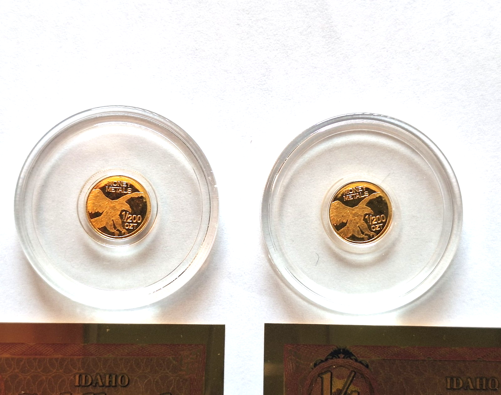 2x 24k Pure Gold Lady Liberty Coins .9999 Rounds + 2 FREE Idaho Goldbacks 24k