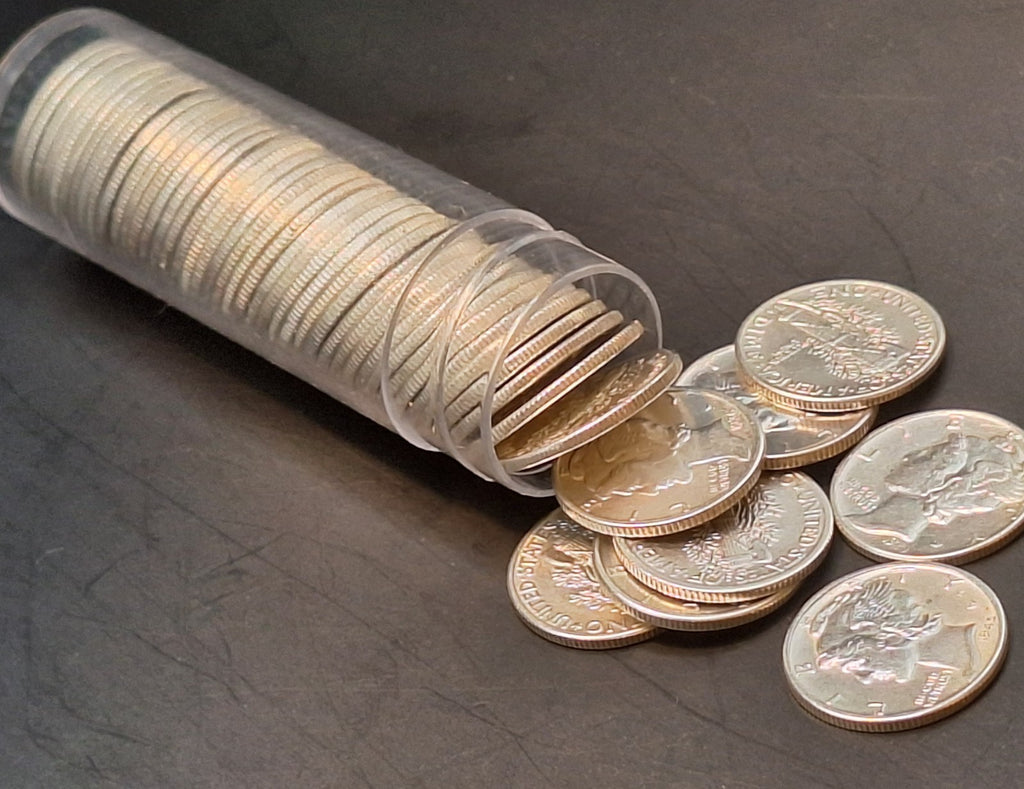 Tube of 50 - Mercury Dimes AU Almost Uncirculated 90% Silver 10C PDS Free Ship!!
