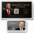 1oz Colorized Trump Presidential Silver Bar & Trump Tribute Card 1g Valcambi
