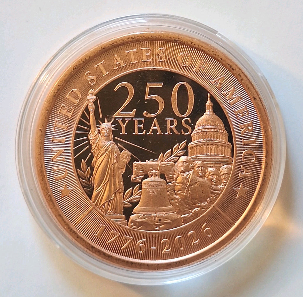 SET 2x - 1 oz U.S. 250th Anniversary Copper Rounds in Capsule .999 Fine Bullion