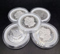 Lot 5 Silver American Eagle Morgan .5 oz Round in Hard Case Bullion 2.5oz Total