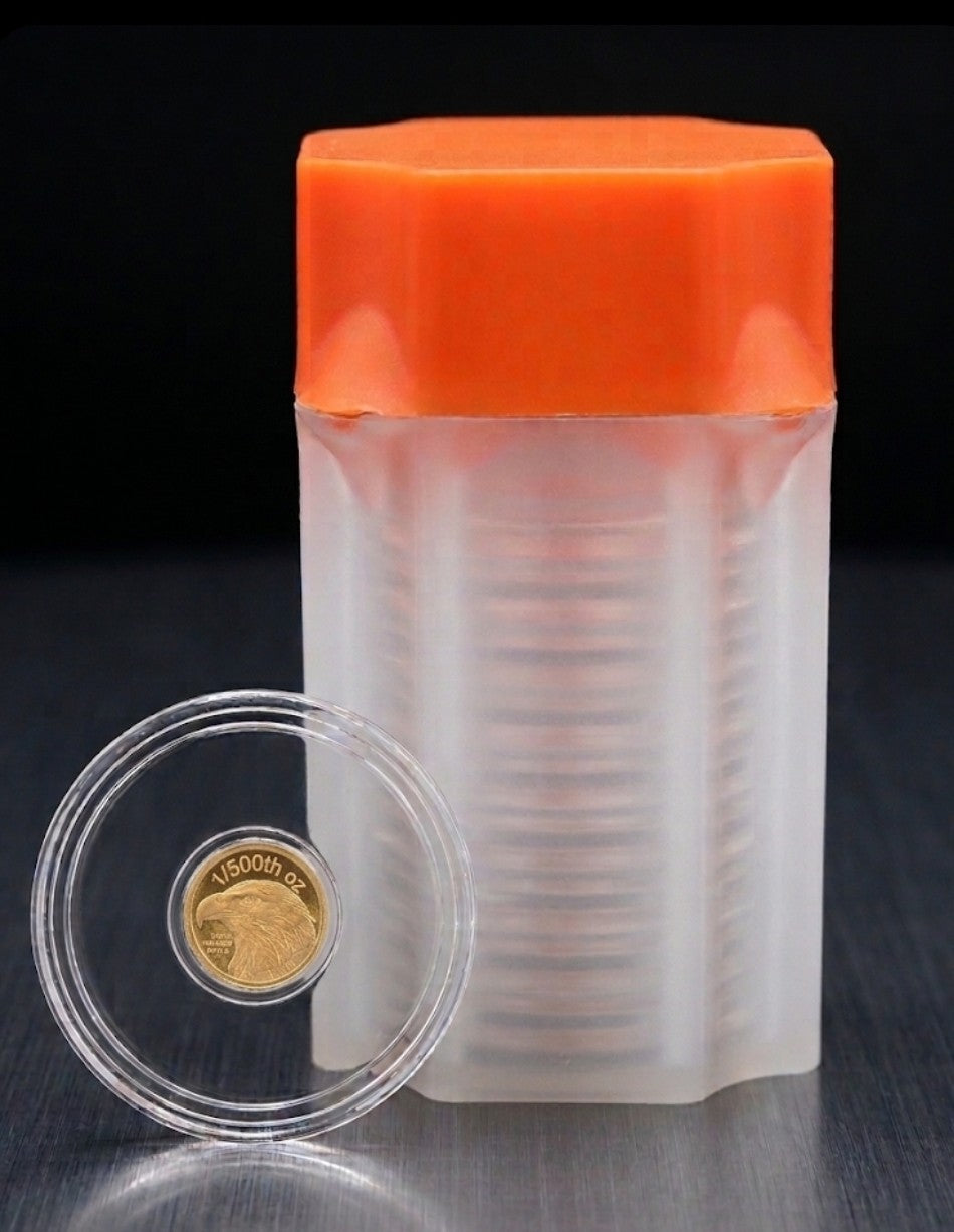 Tube Of 10 x American Bald Eagle Gold 1/500th Ounce Round - .9999 Pure Lot