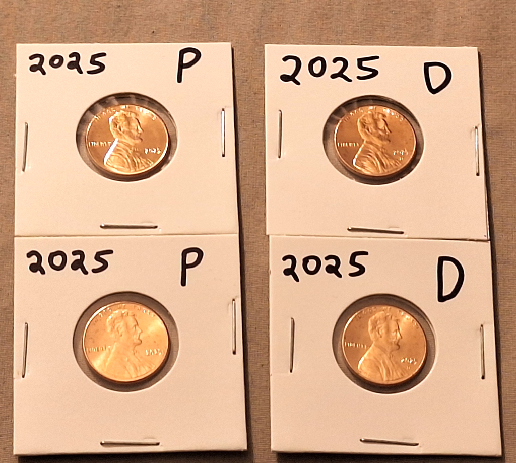 2x 2025 PD P D ABRAHAM LINCOLN SHIELD CENT BRILLIANT UNCIRCULATED ⭐ READY 2 SHIP