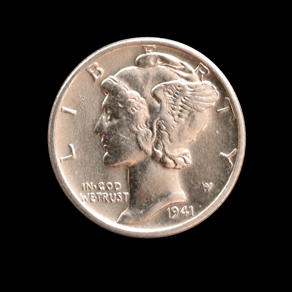Set of 5 Mercury Dimes AU Almost Uncirculated 90% Silver 10C PDS Free Ship!!