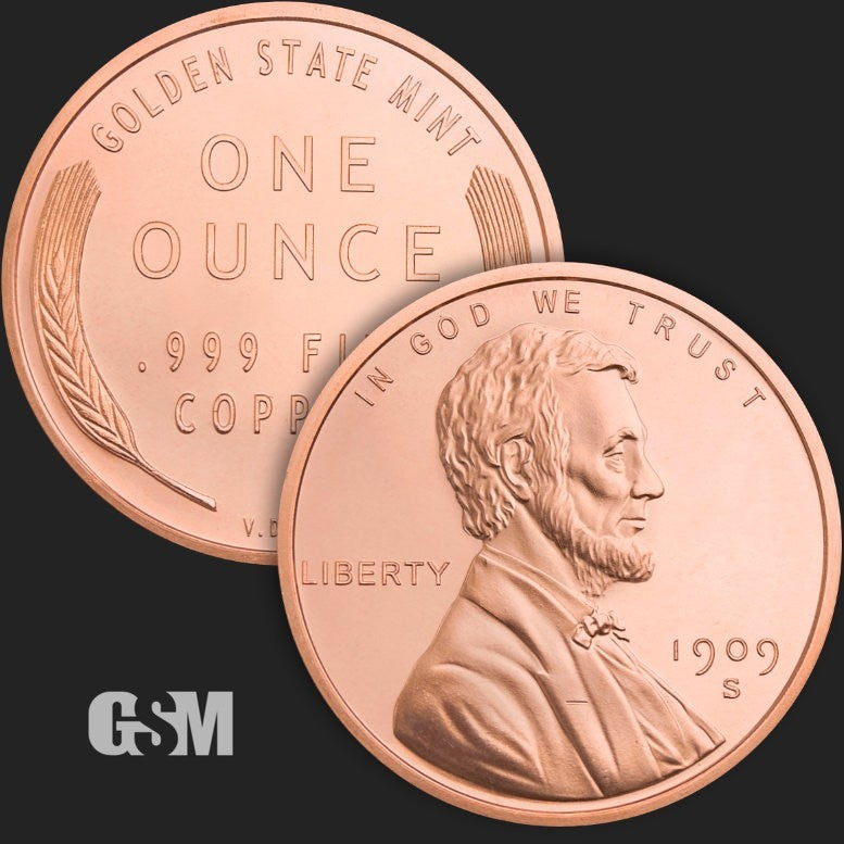 Lot 10 x 1 oz Lincoln Wheat Cent Copper Round