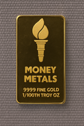 1/100 Troy Oz Money Metals Gold Bar, .9999 Pure