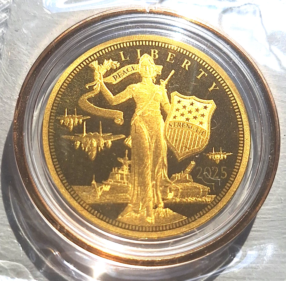 🇺🇸 2025 “Peace Through Strength” Lady Liberty $5 Gold Coin – 200mg .9999 Pure