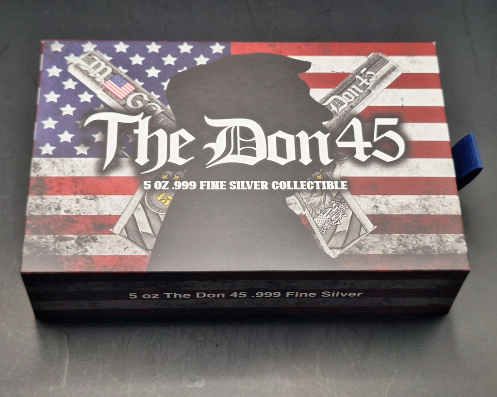 The DON 45 President Trump USA America 5 oz 999 FINE Silver round bar MAGA