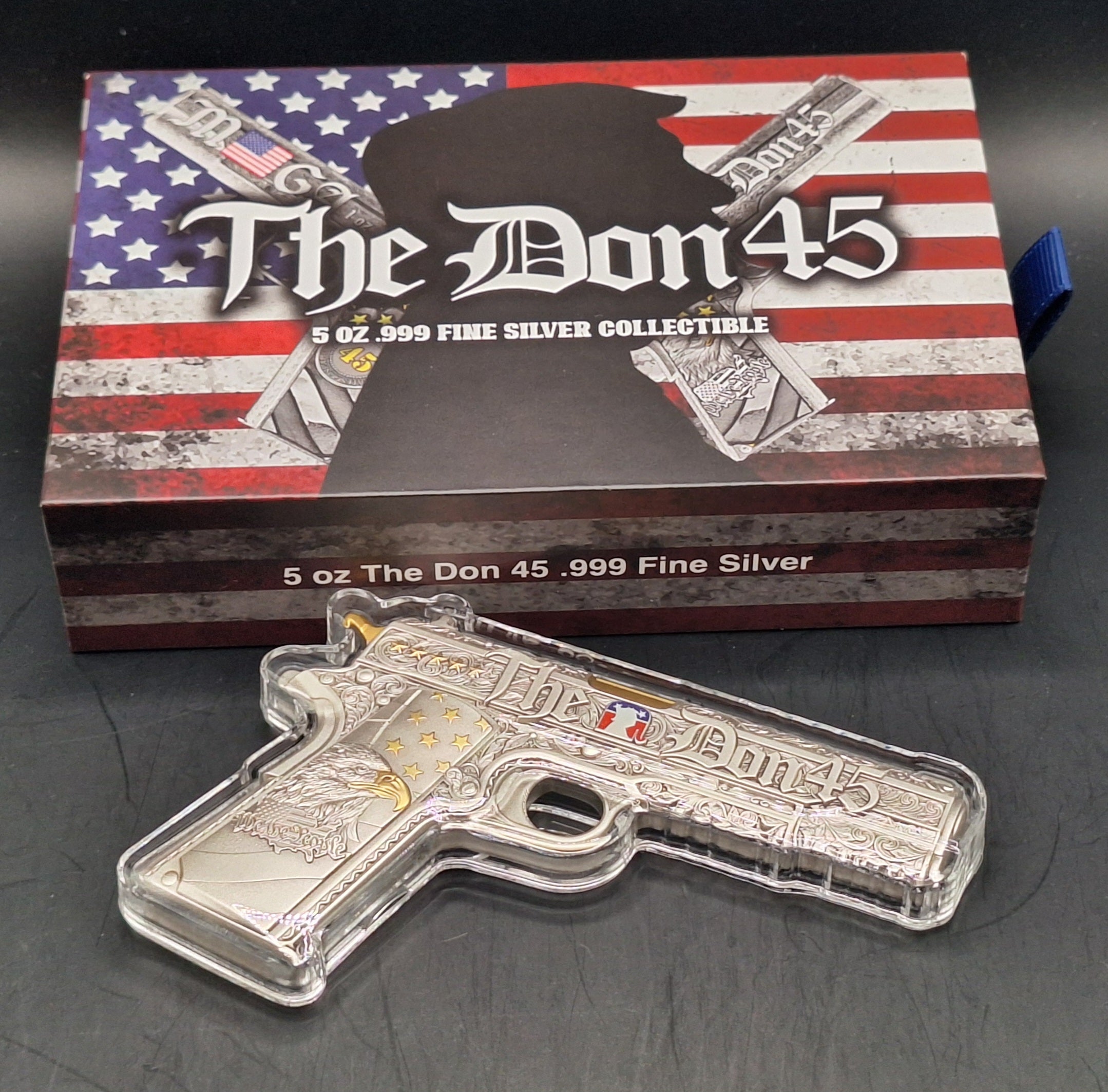 The DON 45 President Trump USA America 5 oz 999 FINE Silver round bar MAGA