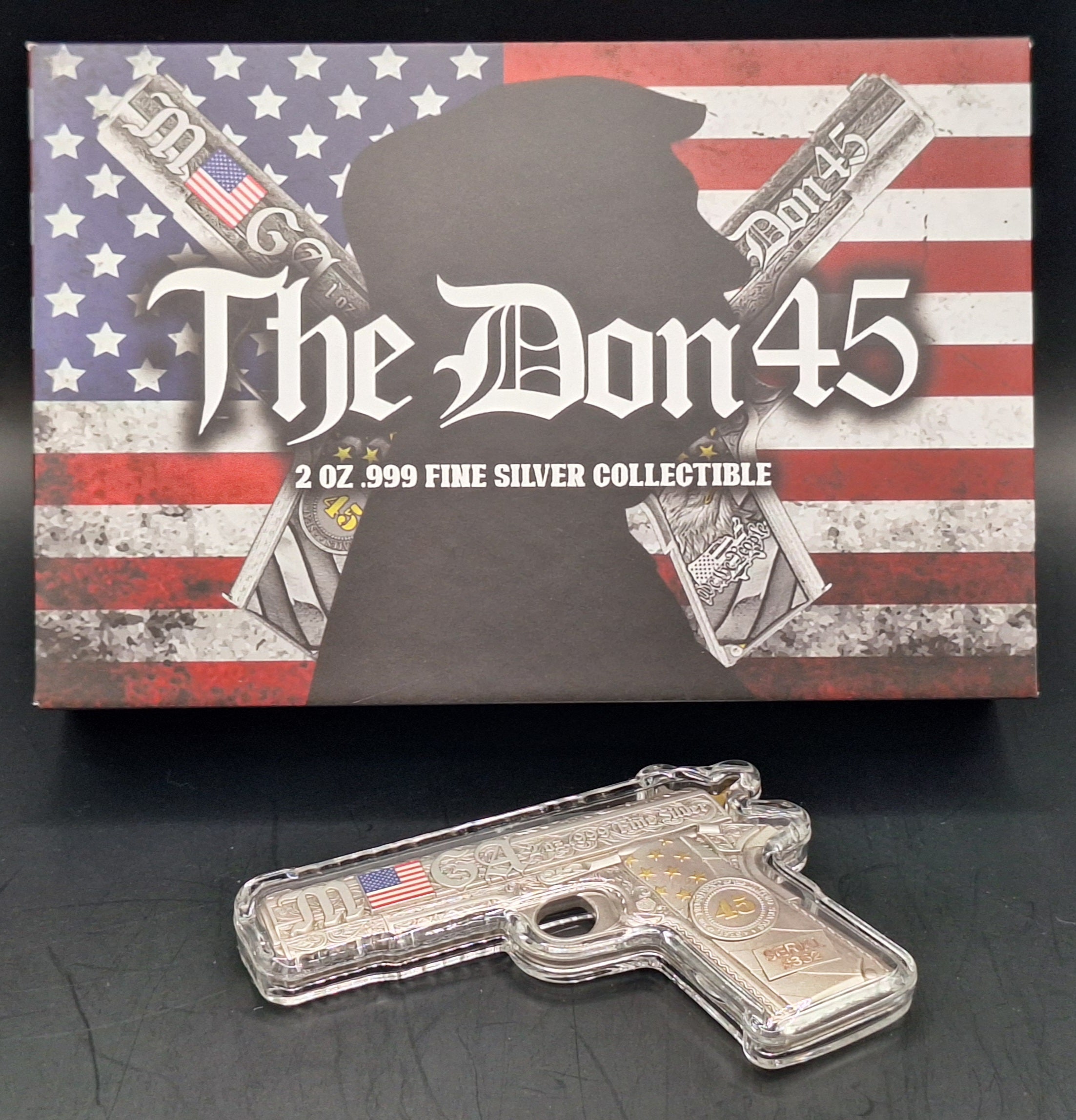 The DON 45 President Trump USA America 2 oz 999 FINE Silver round bar MAGA