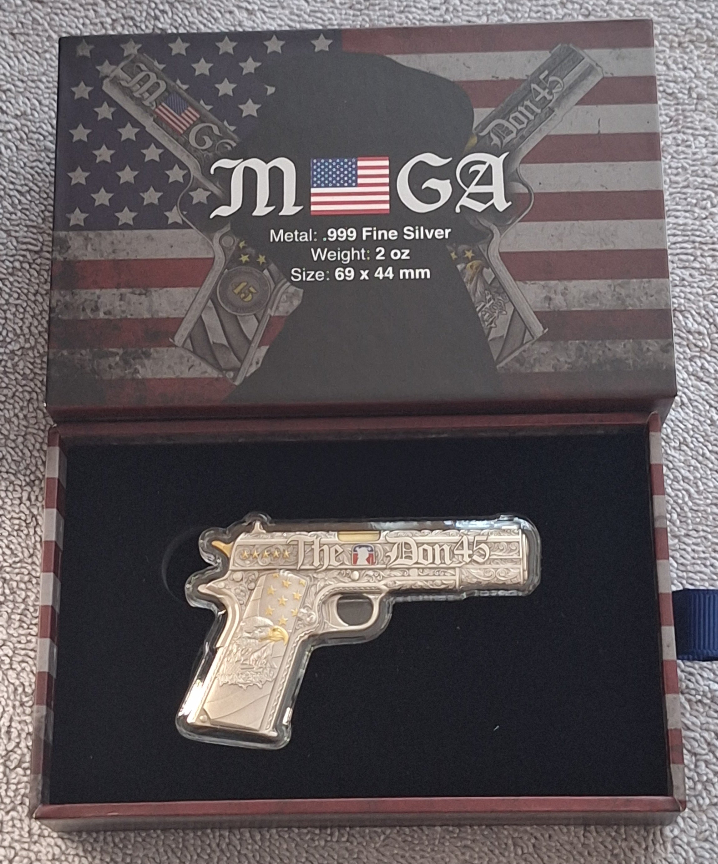 The DON 45 President Trump USA America 2 oz 999 FINE Silver round bar MAGA