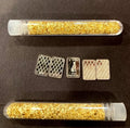 Pure .999 Fine Silver Bars (X5) Bullion Estate Lot & Vials Gold Flakes 24k Coin