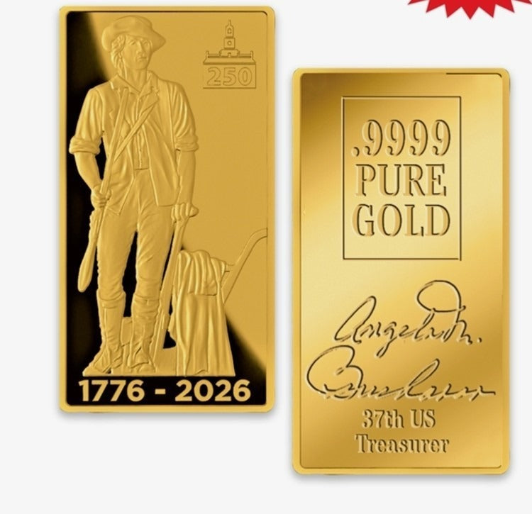 Pure Gold Bar .9999 American Minuteman Freedom 24k