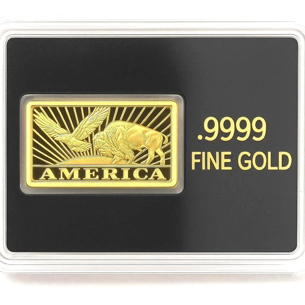 9999 Pure Gold Bar Buffalo Eagle America Tribute Collectible Bullion