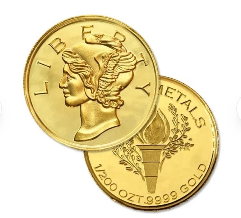 Mercury Gold Dime Round .9999 Fine Pure Gold Collector Coin